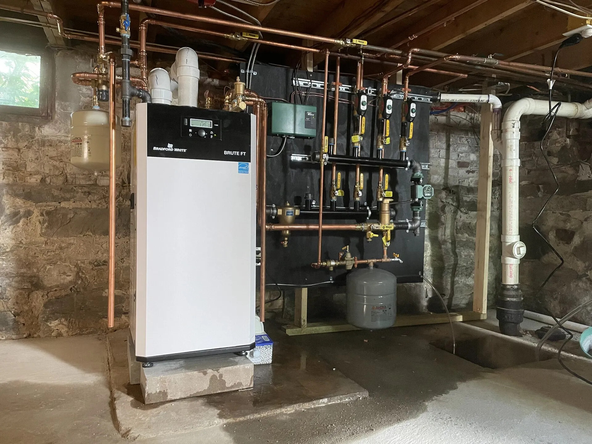 Bradford White Brute FT high-efficiency boiler with copper zone manifold