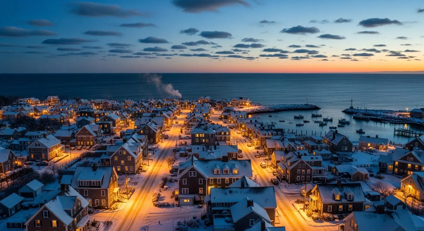 Southern Maine winter landscape — HVAC services from Portland to Kennebunk